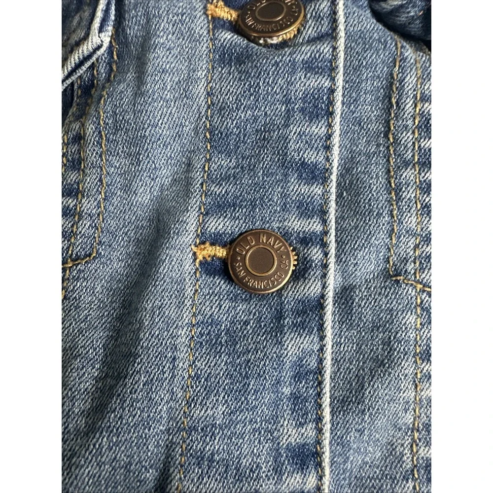 Old Navy Girls Med Wash Denim Button Up Blue Jean Jacket, Size L‎ (10-12)